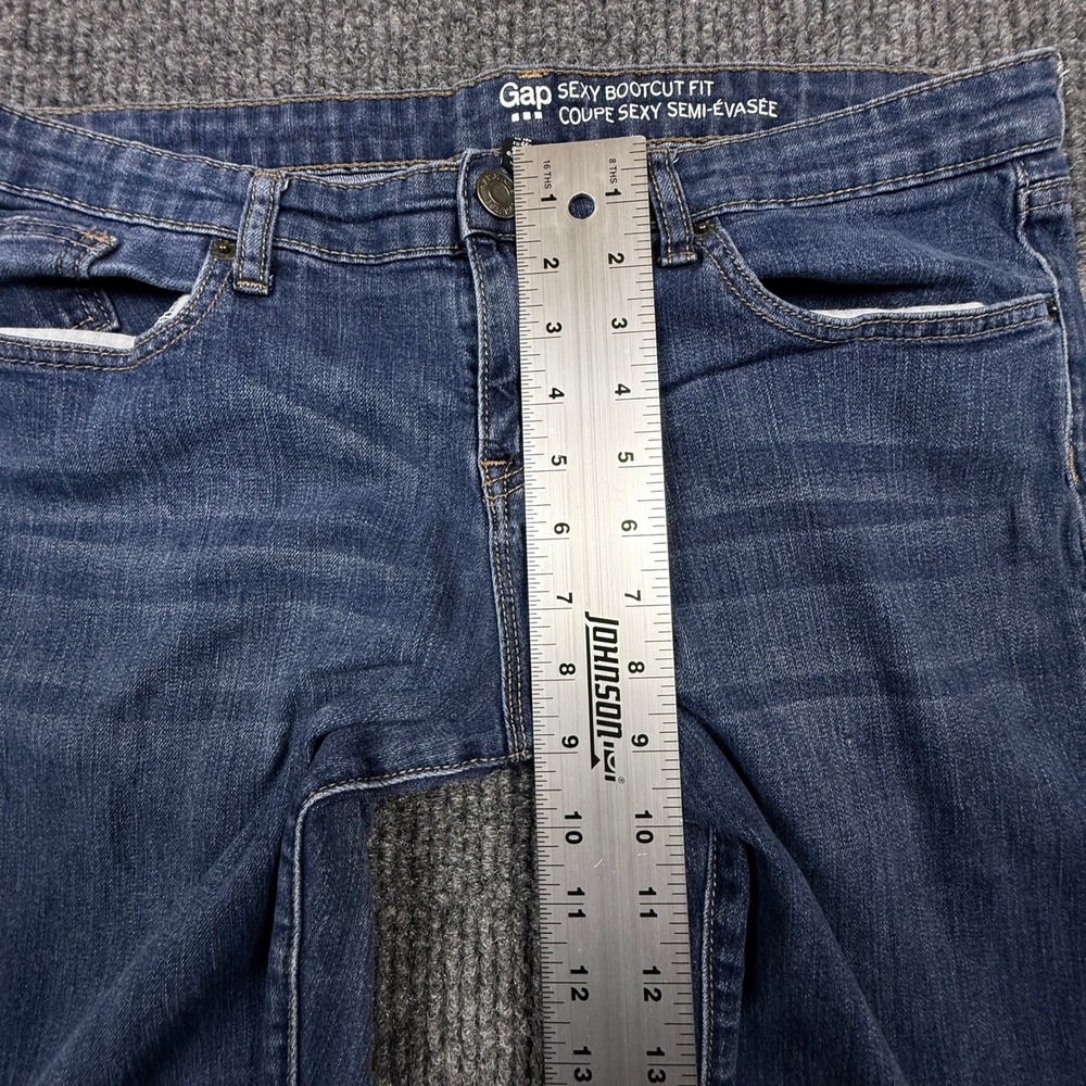 Gap Sexy Bootcut Fit Jeans Tinted Dark Wash Blue Denim 14/32R S/346418-00 - Picture 6 of 14